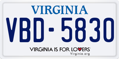 VA license plate VBD5830