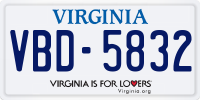 VA license plate VBD5832