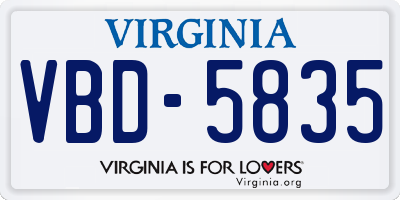 VA license plate VBD5835