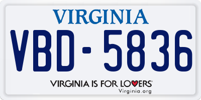 VA license plate VBD5836