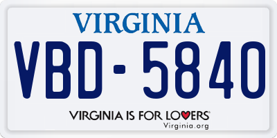 VA license plate VBD5840