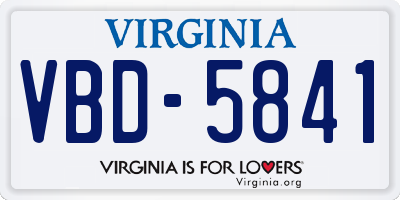 VA license plate VBD5841