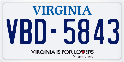 VA license plate VBD5843