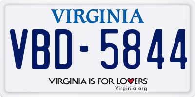 VA license plate VBD5844