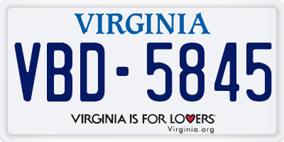 VA license plate VBD5845