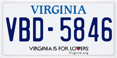 VA license plate VBD5846