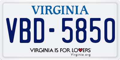 VA license plate VBD5850