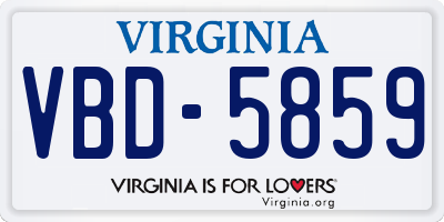 VA license plate VBD5859