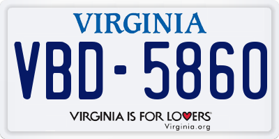 VA license plate VBD5860