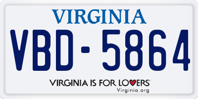 VA license plate VBD5864