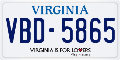 VA license plate VBD5865