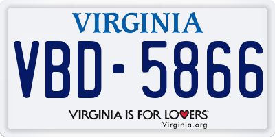 VA license plate VBD5866