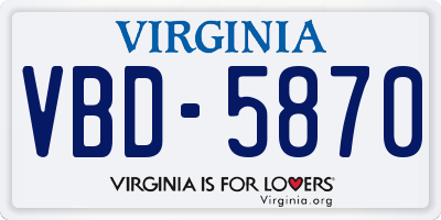 VA license plate VBD5870