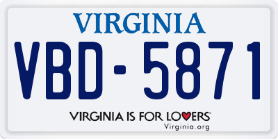 VA license plate VBD5871