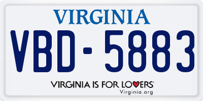VA license plate VBD5883