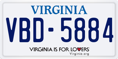 VA license plate VBD5884