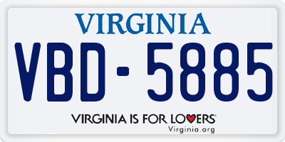 VA license plate VBD5885