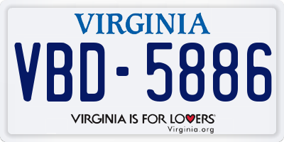 VA license plate VBD5886