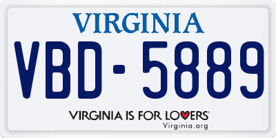 VA license plate VBD5889