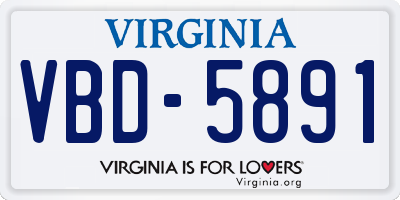 VA license plate VBD5891