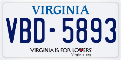 VA license plate VBD5893