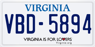VA license plate VBD5894