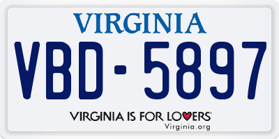 VA license plate VBD5897