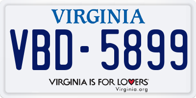 VA license plate VBD5899