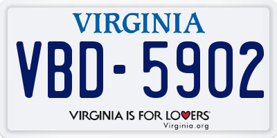 VA license plate VBD5902