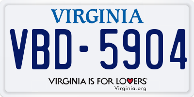 VA license plate VBD5904