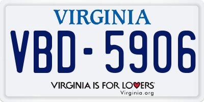 VA license plate VBD5906