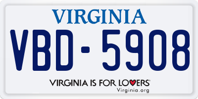 VA license plate VBD5908