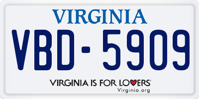 VA license plate VBD5909