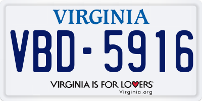 VA license plate VBD5916