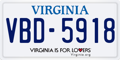 VA license plate VBD5918