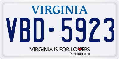 VA license plate VBD5923