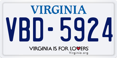 VA license plate VBD5924