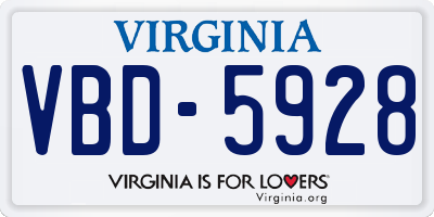 VA license plate VBD5928
