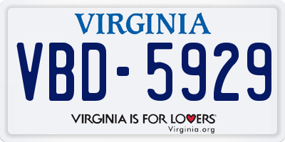 VA license plate VBD5929