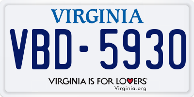 VA license plate VBD5930