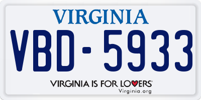 VA license plate VBD5933