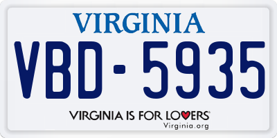VA license plate VBD5935