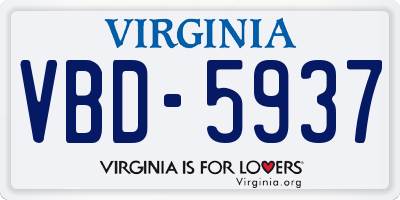 VA license plate VBD5937