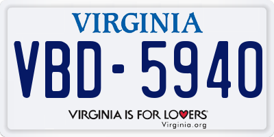 VA license plate VBD5940