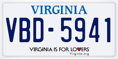 VA license plate VBD5941