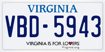 VA license plate VBD5943