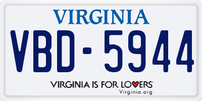 VA license plate VBD5944