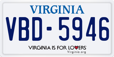 VA license plate VBD5946