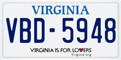 VA license plate VBD5948