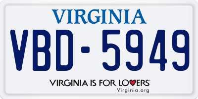 VA license plate VBD5949